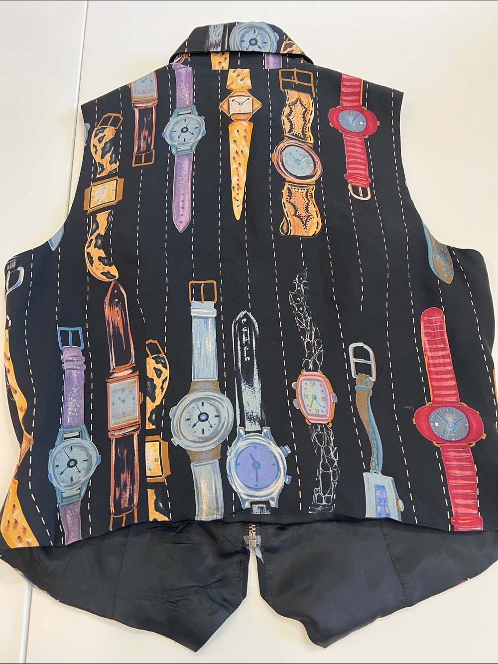 TAPP New York Silk Vest in Black with Multicolor Print - Picture 2 of 7